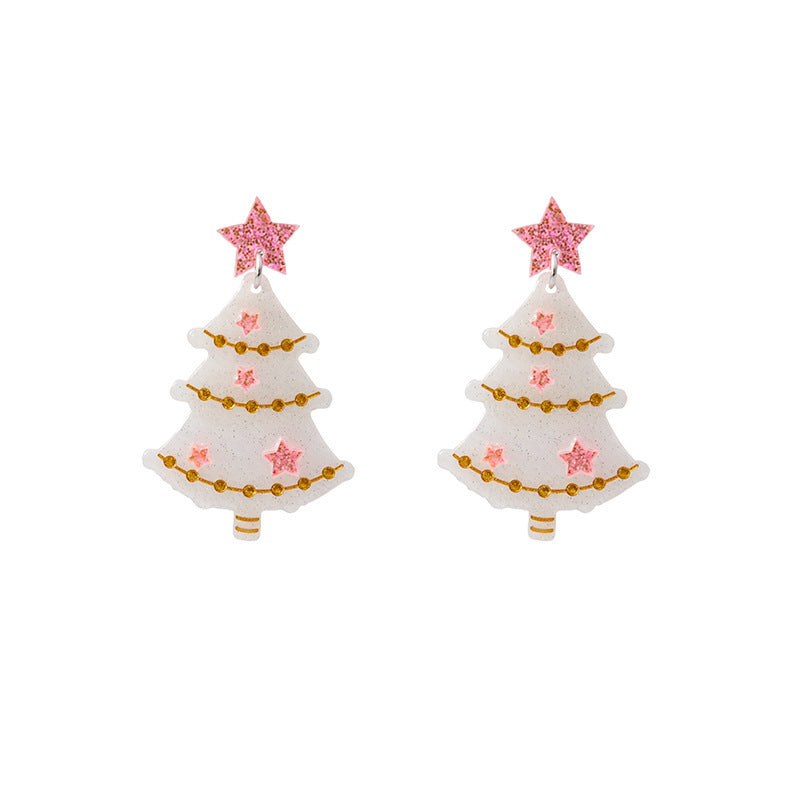 1pair Christmas Earrings Fashion Alpaca Dinosaur Cactus Gingerbread Acrylic Earrings Holiday Party Jewelry