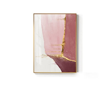 Nordic Abstract Canvas Wall Art – Purple & Gold Painting for Living Room Decor