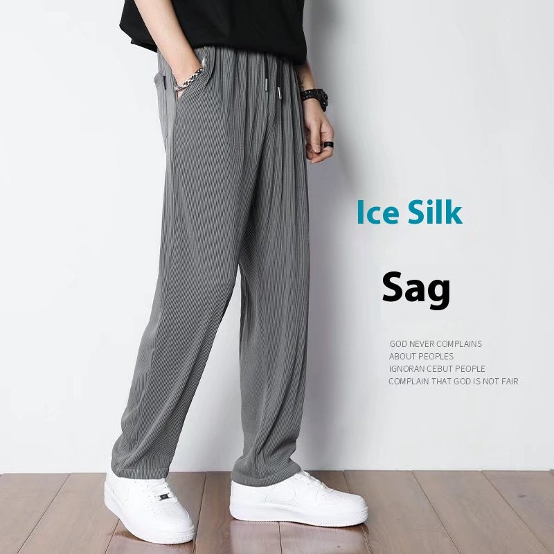 Ice Silk Men’s Loose Ice Silk Leggings – Straight Casual PantsLoose Straight Men