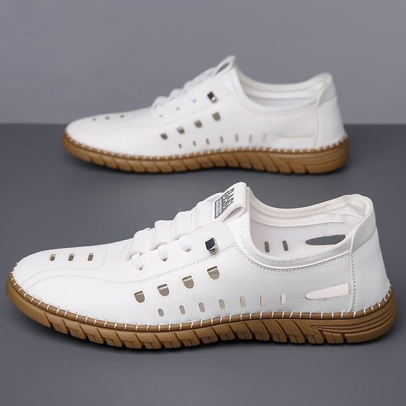 Men's Slip On PU Leather Hollow Breathable Sandals Regular