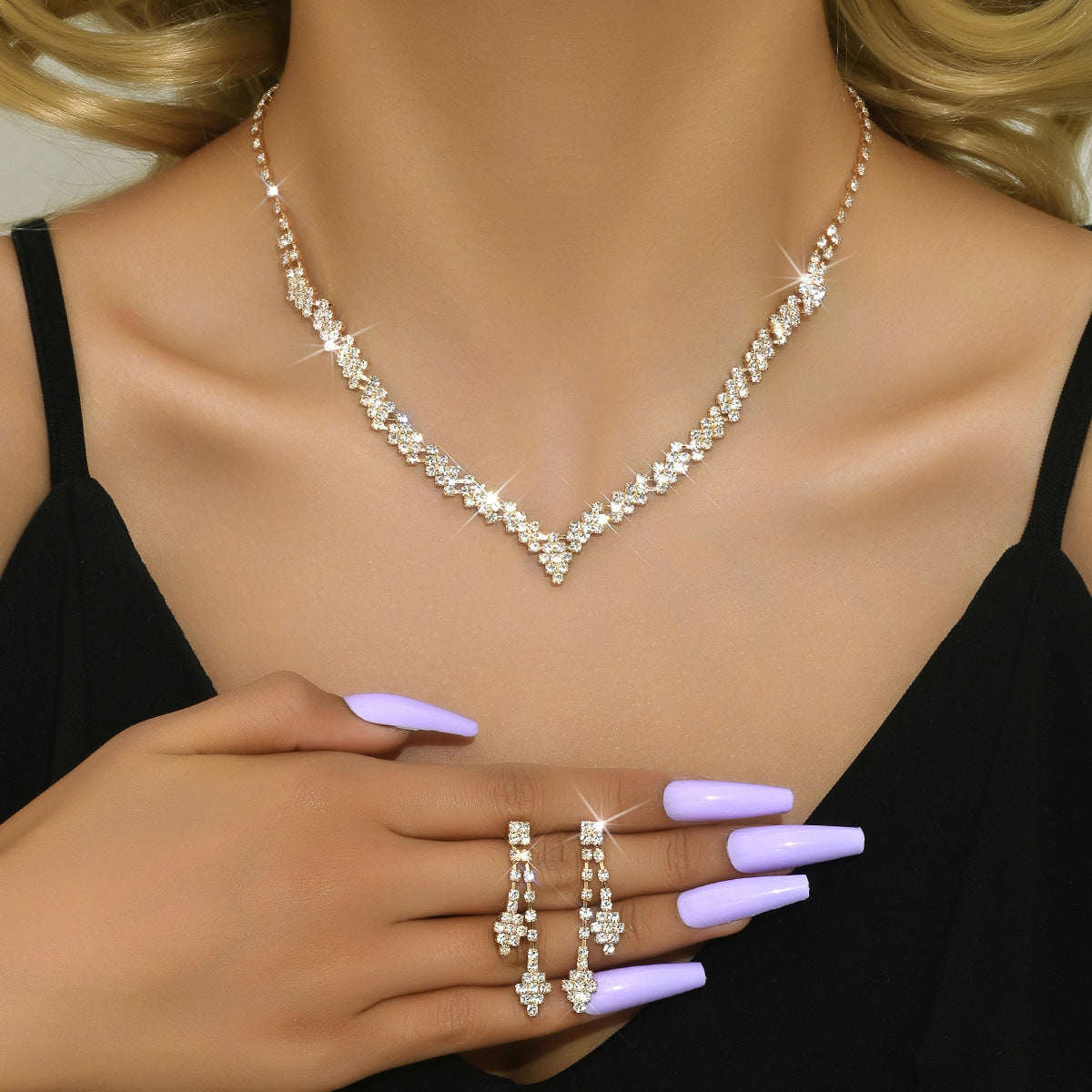 Bridal Wedding Hair Accessories, Necklace, and Earring Set