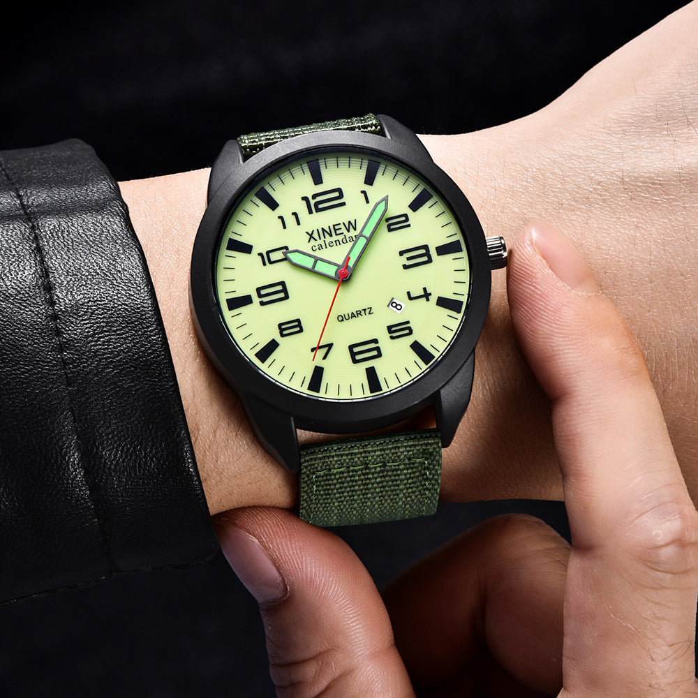 Men's Watch Nylon Strap Sports Watch Calendar Quartz Watch