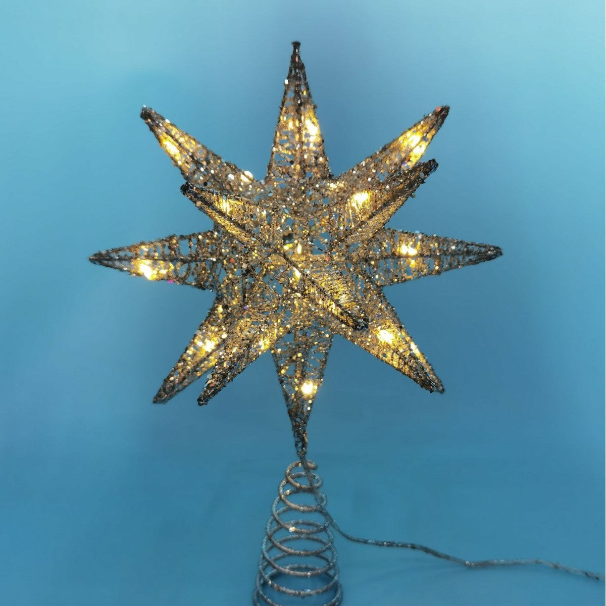 Christmas Tree Decorations LED Dusting Powder Wrought Iron Explosion Star Tree-top Star