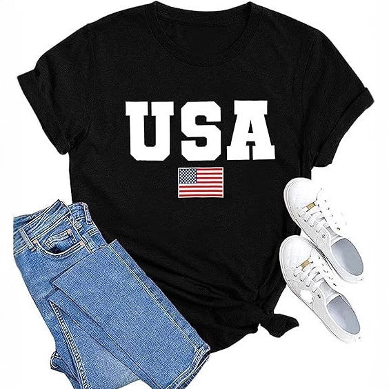 3D Digital Printing American Flag Women T-shirt
