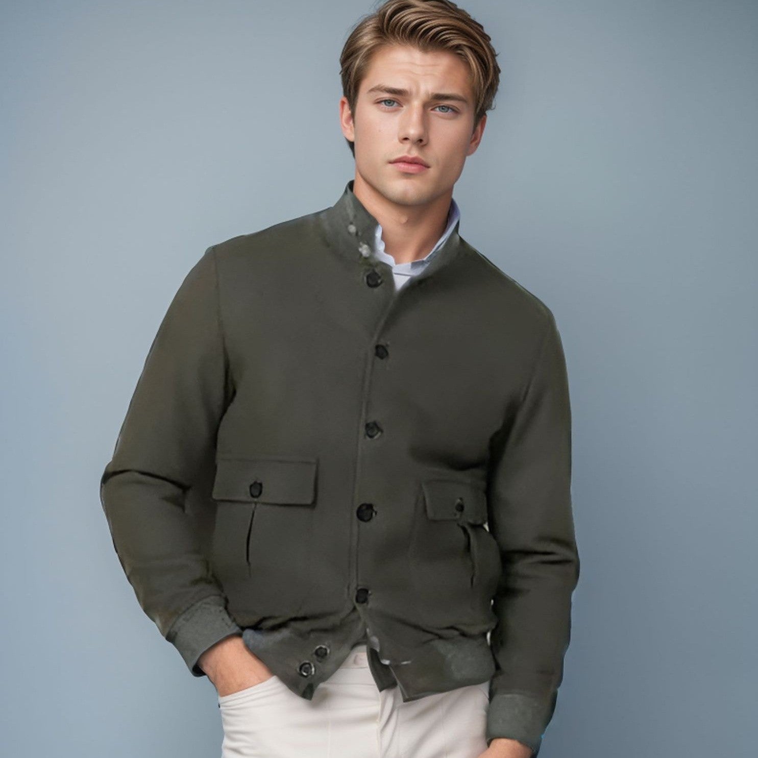 Men's Design Long Sleeve Stand Collar Top