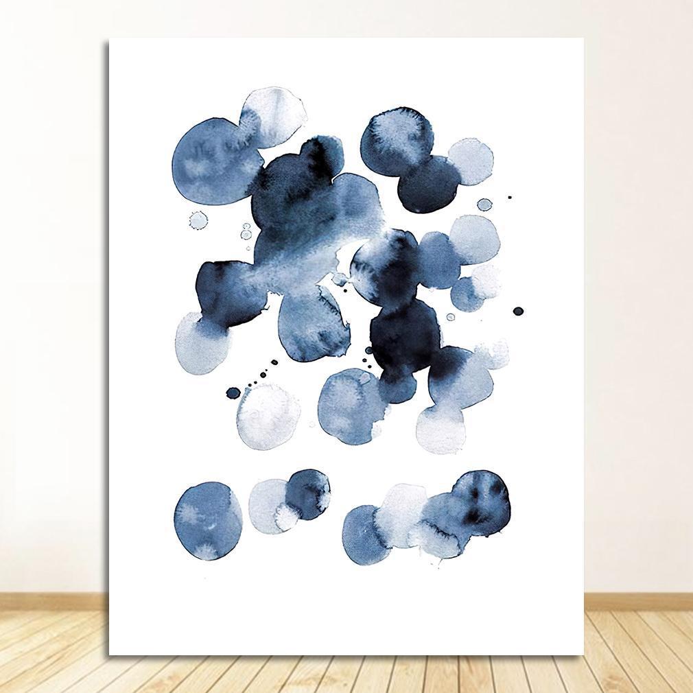Blue Abstract Wall Art – Pattern Spot Sofa Background Decorative Canvas Painting