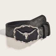 Retro Epoxy Cattle Head Buckle Belt