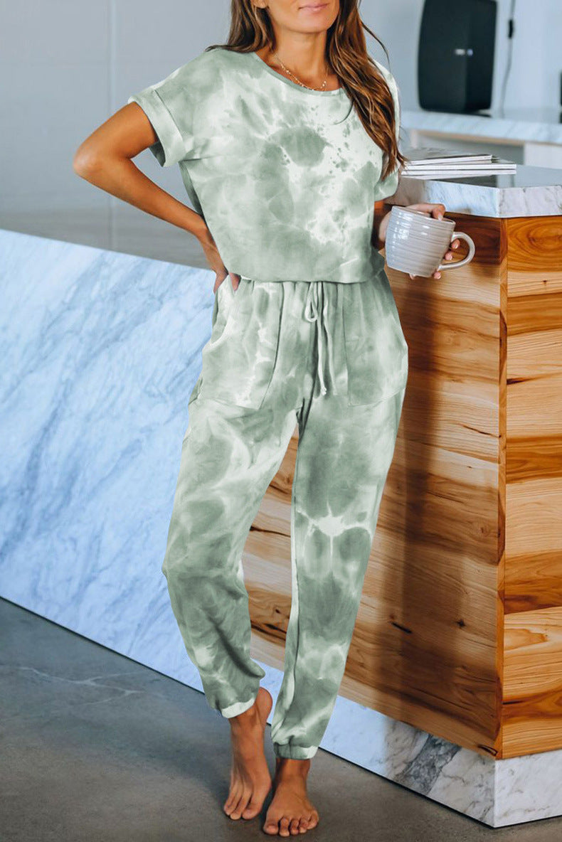 Tie Dye Print One Piece Pajamas Loungewear
