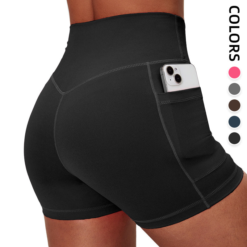 Women's High Waist Compression Shorts – Two Pockets, Ideal for Biking, Running & Daily Wear