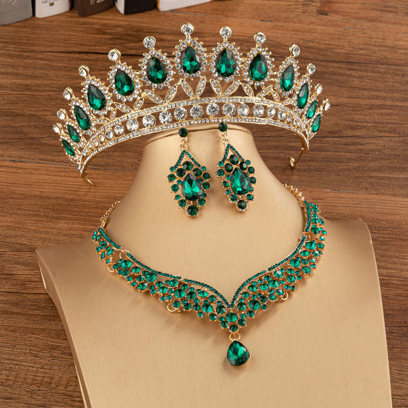 Bridal Crown Wedding Alloy Diamond Crown with Elegant Rhinestone Headdress Set