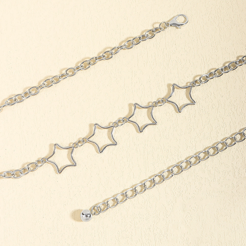 Women's Five-Pointed Star Metal Waist Chain for Dresses and Jeans