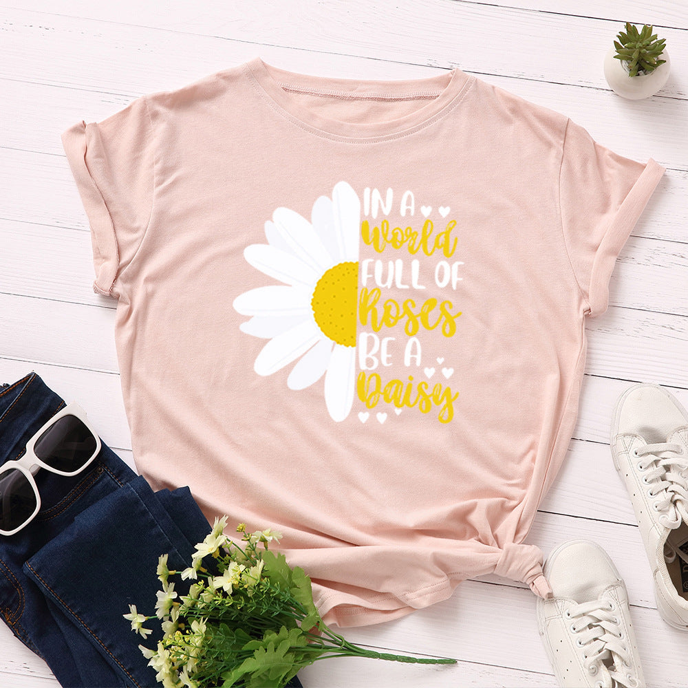 Women's Loose Round Neck Short Sleeve T-shirt Women Base