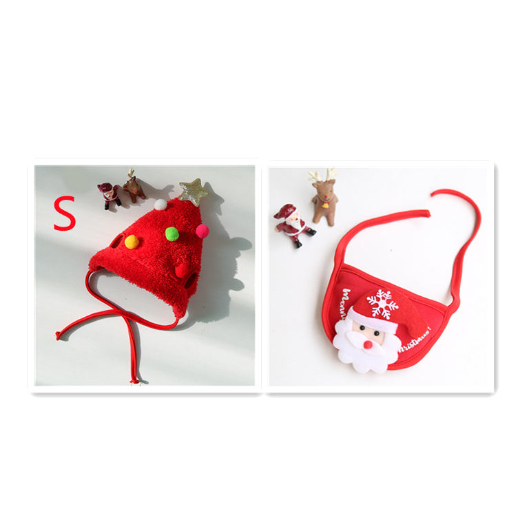 Dog Cat Pet Christmas Hat Saliva Towel Bib