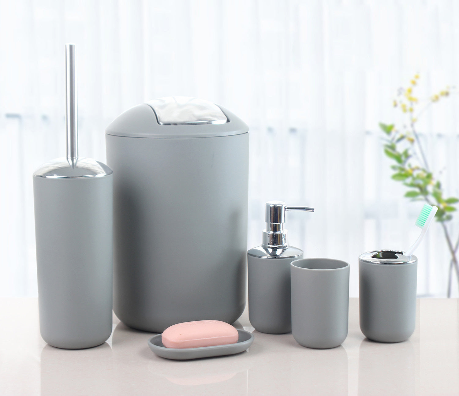 6-Piece Bathroom Accessory Set – Complete Bath Essentials Kit