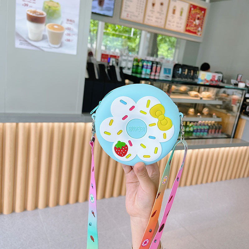 Silicone Children’s Portable Crossbody Bag – Fruit & Donut Shoulder Purse