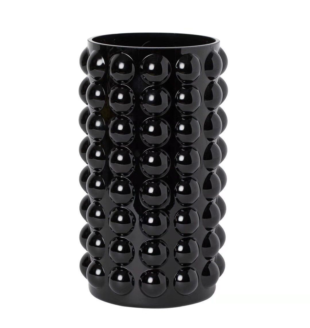 Nordic Modern Bubble Black Straight Glass Vase Transparent Ornament