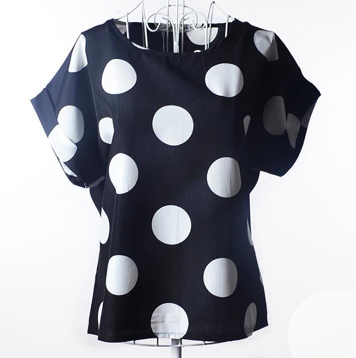 USA Size Loose Fit Chiffon Shirt – Short Sleeve Printed Blouse for Women (Plus Size)