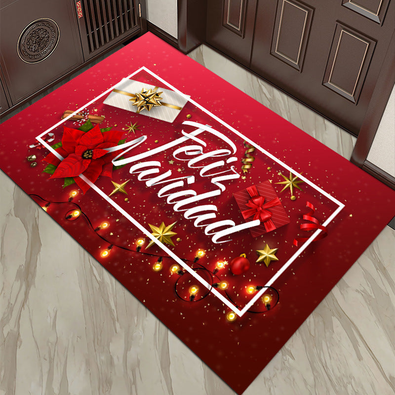 Christmas Floor Mat Red Festive Cross-border Christmas Decorative Floor Mat Entrance Non-slip Floor Mat Home
