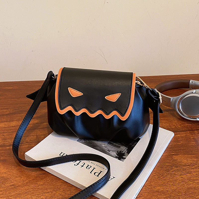 Halloween Pumpkin Crossbody Bag – Funny Cartoon Shoulder Purse with Small Wings
