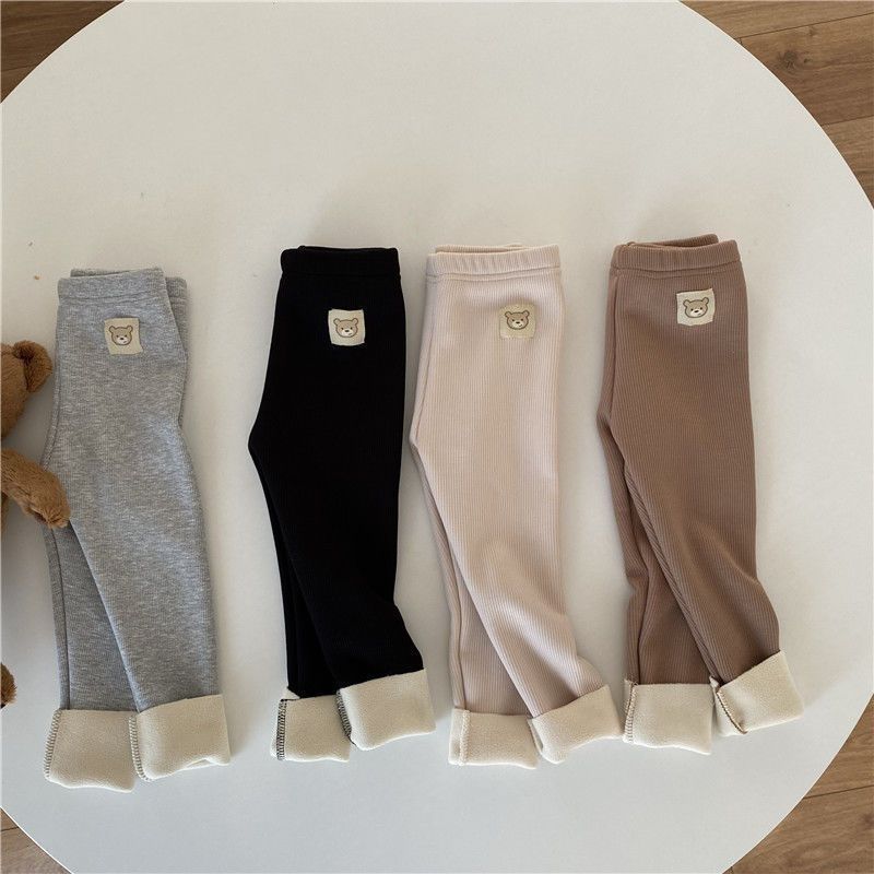 Girls Fleece Lined Leggings Single Layer Polyester Warm