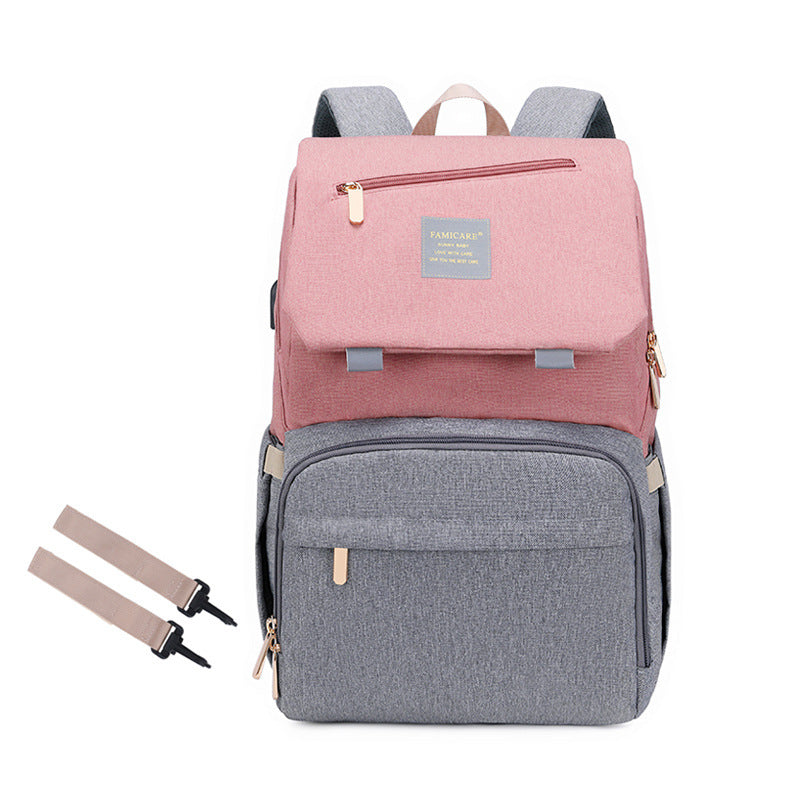 Mother & Baby Double-Shoulder Bag – Multifunctional Diaper Backpack