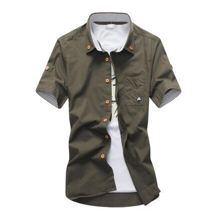 Men's Slim Fit Floral Embroidered Cotton Shirt Casual