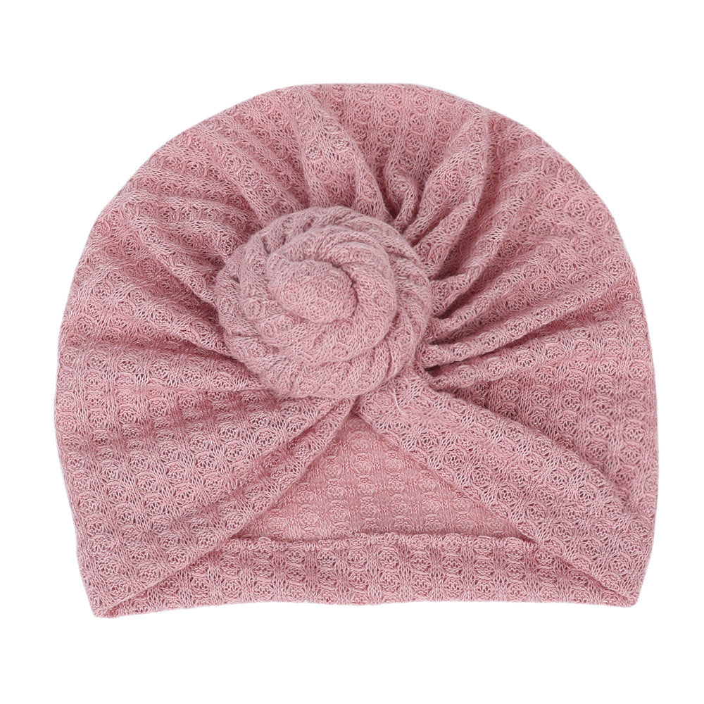 Children's Waffle Solid Color Baby Hat Elastic
