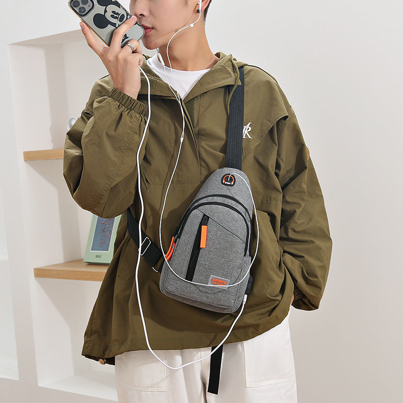 Mens Slim Oxford Chest Bag Crossbody Satchel Outdoor