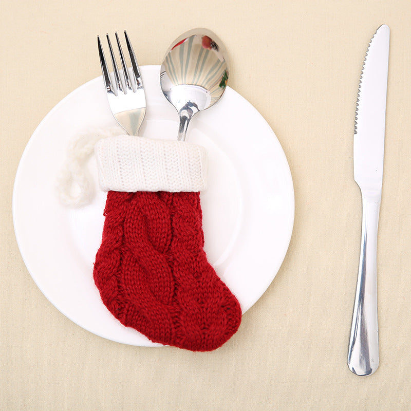 Christmas Tableware Xmas Fork Bags Dinner Cutlery Holder Pocket