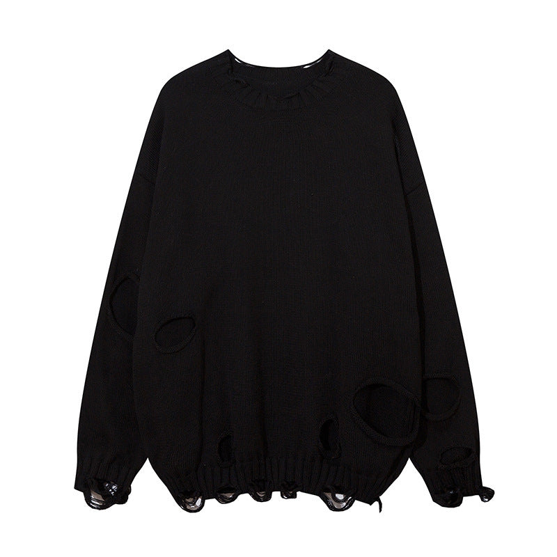 Solid Color Ripped Pullover For Men