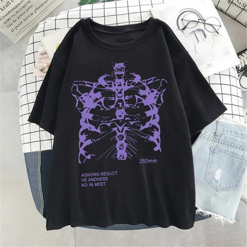 Printed Short Sleeved T-shirt Blouse For Women