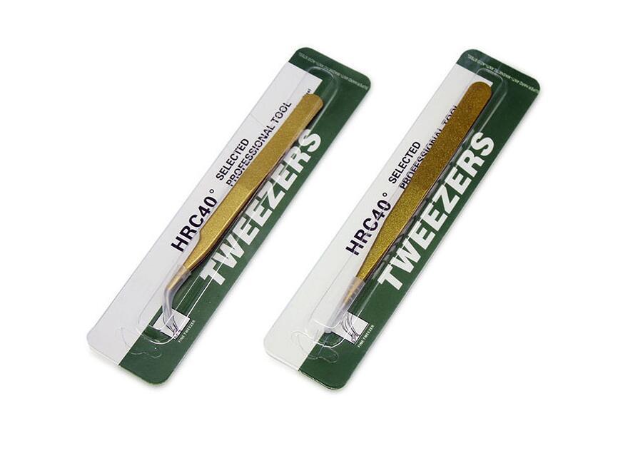 Gold Eyelash Tweezers – Stainless Steel Curved & Straight Extensions Tool