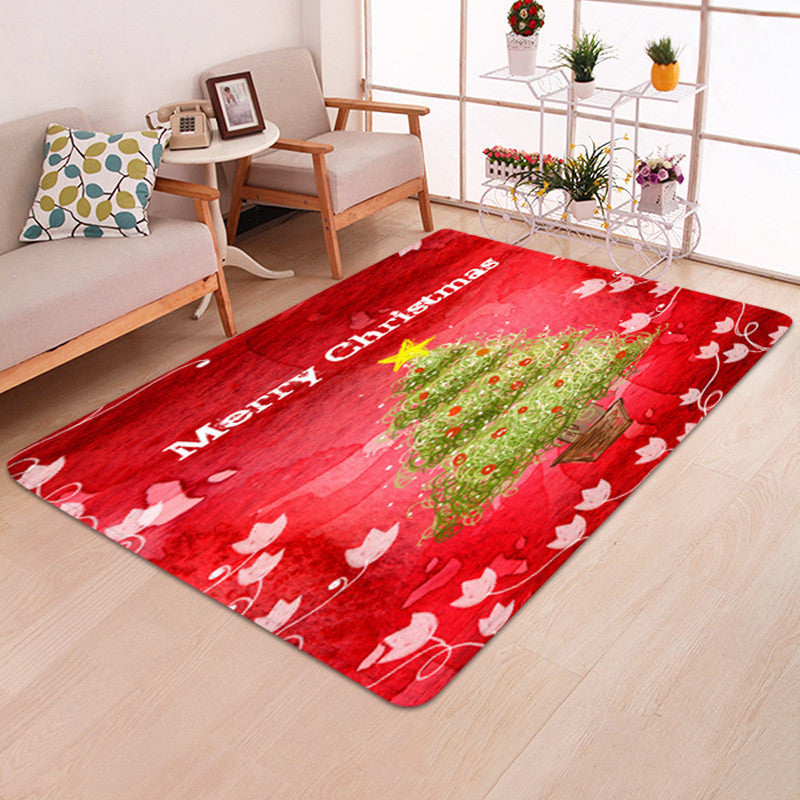 Christmas Printed Flannel Bathroom Mat