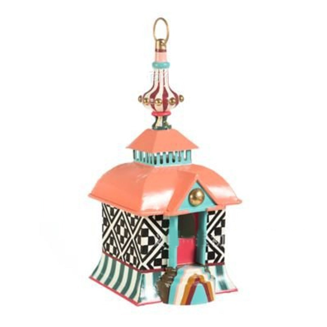 Metal Bird Feeder Hanging Birdhouse – Creative Garden Yard Window Decor with Parrot Feeding Pendant