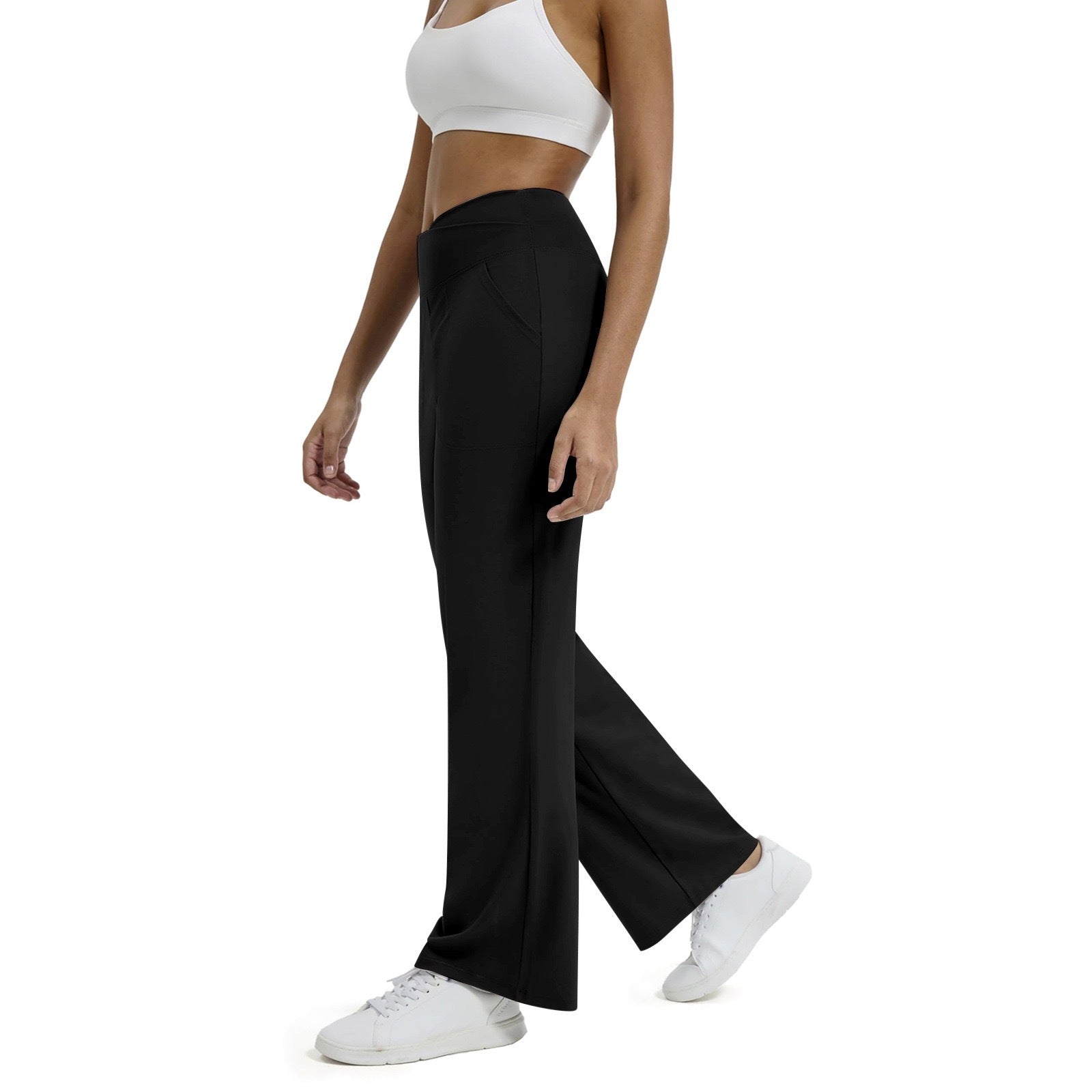 High Waist Black Straight-Leg Pants – Women’s Casual Korean Style Trousers