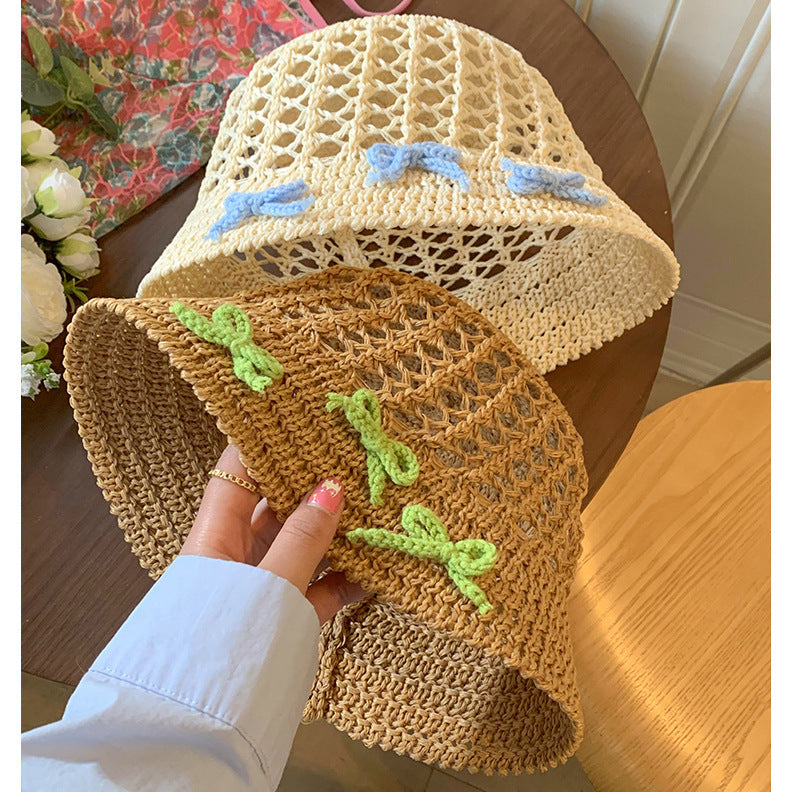 Spring Sweet Hollow Bow Straw Hat Women's Summer