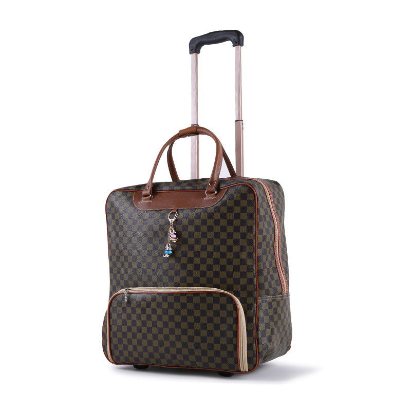 PU Leather Trolley Case Unisex Travel Luggage Striped