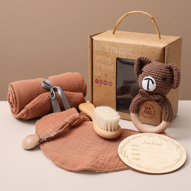 Unisex Baby Soft Cotton Swaddle Wrap And Bath Toy Set