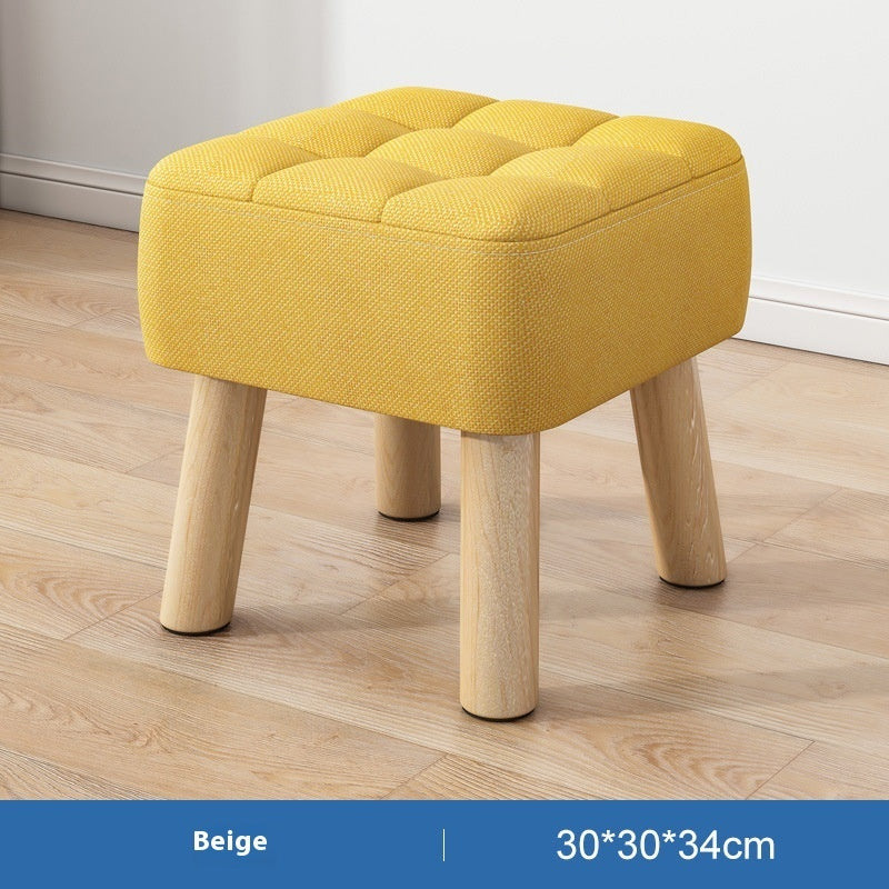 Solid Wood Stool Short Household Minimalist Fabric