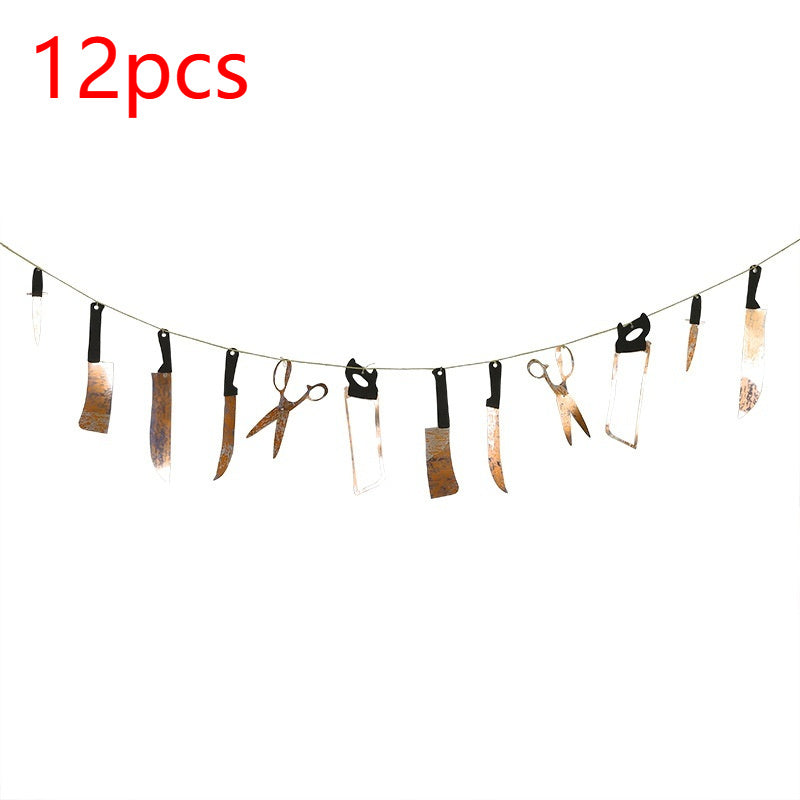 Halloween Decoration Haunted House Horror Upside Down Broken Hand Knife String