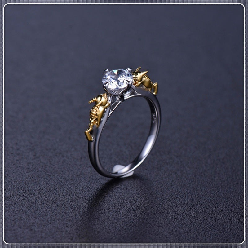 Crystal Crown Copper Ring Unisex Cosplay Jewelry Accessory