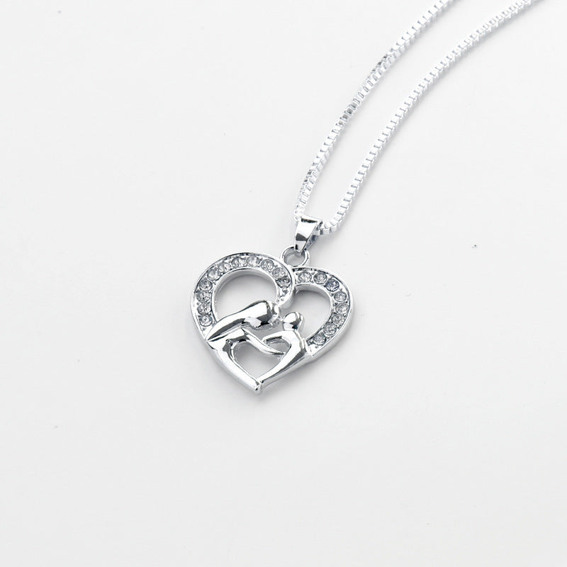 Mother Daughter Love Hollow Diamond Necklace