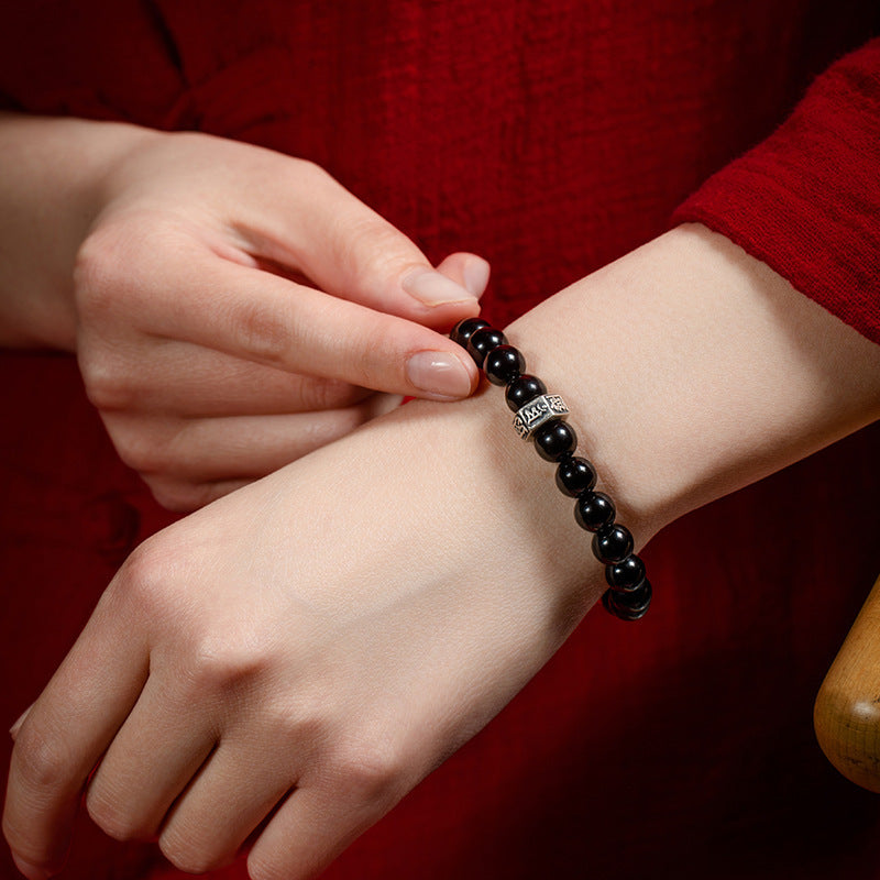 Old Pit Material Obsidian 8mm Bracelet