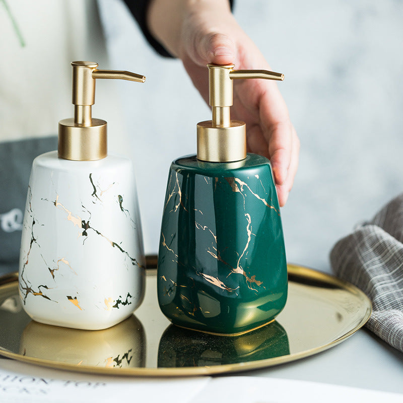 Ceramic Bathroom Storage Bottle – Refillable Soap/Lotion Dispenser, Pump