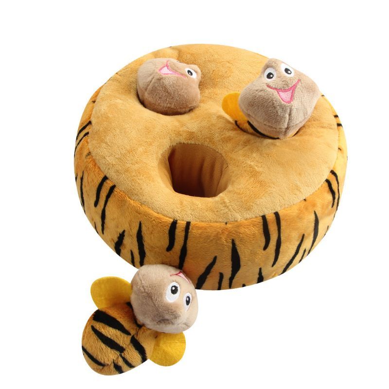 Plush Pet Voice Toys Set with Spring Dolls and Durable Mat