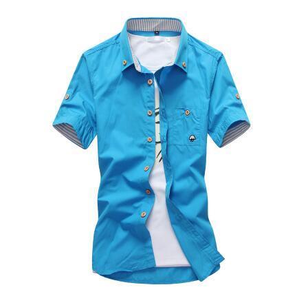 Men's Slim Fit Floral Embroidered Cotton Shirt Casual