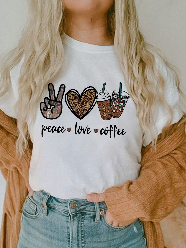 Women's Short-sleeved T-shirt Fashion Printed E Bottoming Shirt