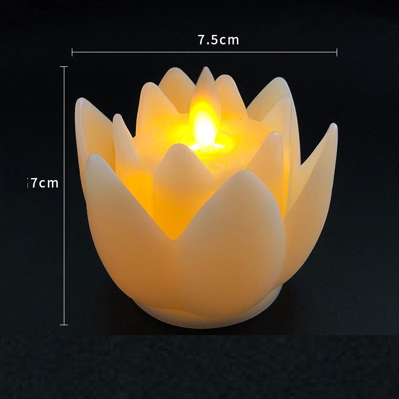 Temple Buddha Front Lotus Lamp Tribute LED Electronic Flower Shape Candle Light