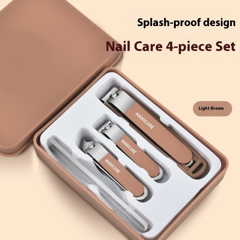 Dark Green Nail Clippers Four-piece Anti-splash Nail Scissors
