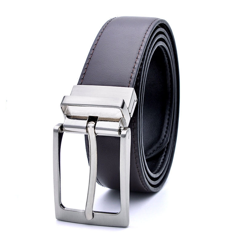 Genuine Leather Pin Buckle Belt – Classic Two-Tone Design